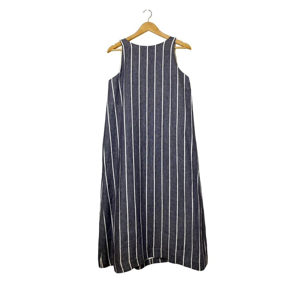Clothes by Locker Room Navy White Striped Open Back Sleeveless Maxi Dress Sz S/M